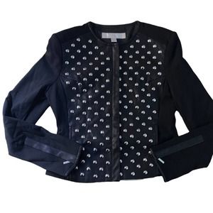 Boston Proper Silver Studded Faux Leather Jacket